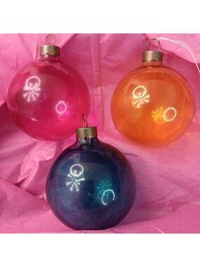 Shiny Brite ATOMIC ERA Christmas Onaments Unsilvered Baubles 3pcs USA